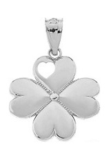 beautiful little Irish four leaf white gold charm for babies